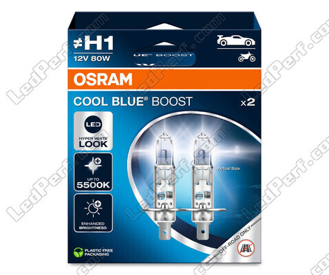 H1 žárovky Osram Cool Blue Boost 5 500K efekt xenon ref: 62150CBB-2HB v balení 2 žárovek