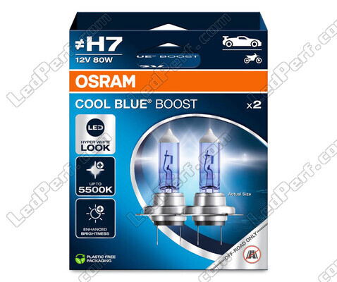 H7 žárovky Osram Cool Blue Boost 5 500K efekt xenon ref: 62210CBB-2HB v balení 2 žárovek